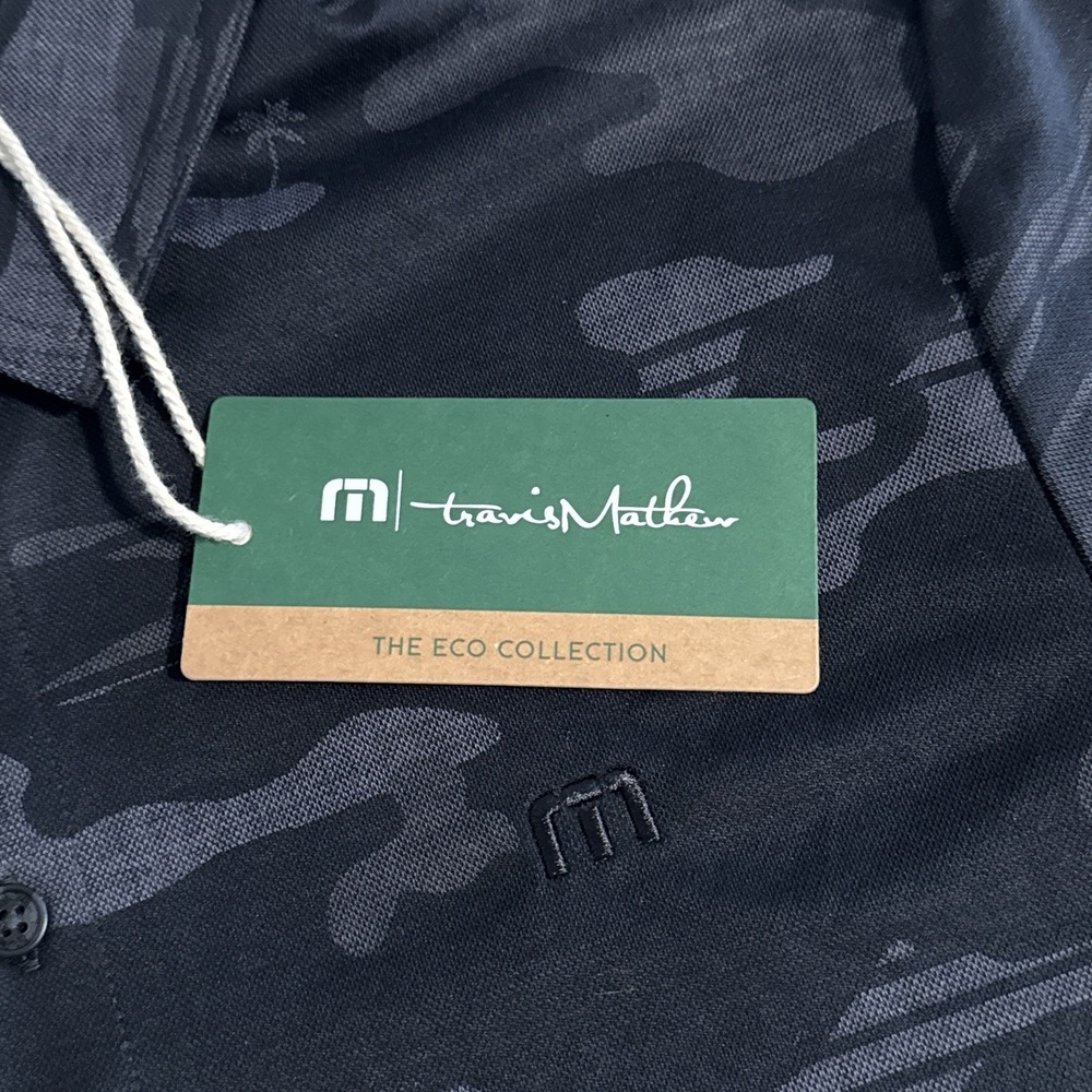 Travis Mathew Eco Collection Mens Small Black Beachside Stealth Camo Golf Polo S
